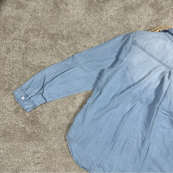 Cloth & Stone Long Sleeve Point Collar Chambray Denim Shirt Button Front Blue L - Picture 11 of 16
